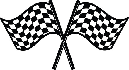 Fototapeta premium Checkered flags crossed symbolizing racing and competition