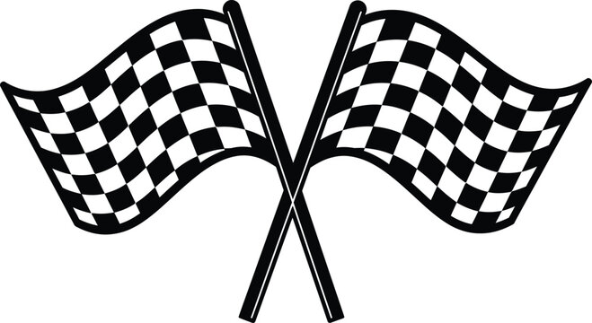 Checkered flags crossed symbolizing racing and competition