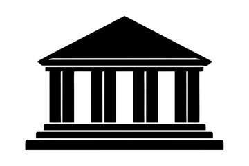 Fototapeta premium Bank building icon, classical architecture black symbol, law, education, and government institutions 