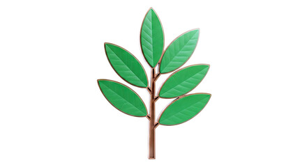 Obraz premium Stylized Green Leafy Branch with Brown Outline