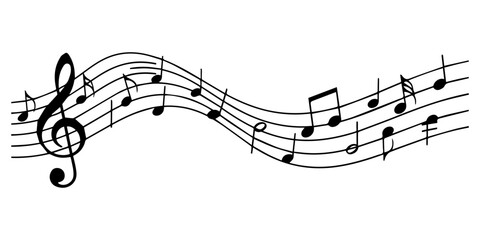 Black sheet musical note wave. Musical note stave vector illustration. © Riki