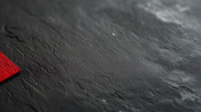 質感のある赤いタグが黒い背景に置かれたミニマルな構図
