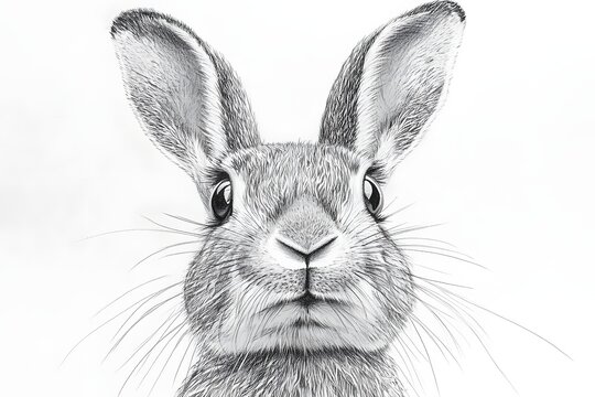 Black and white jackrabbit illustration showing realistic wild rabbit photo