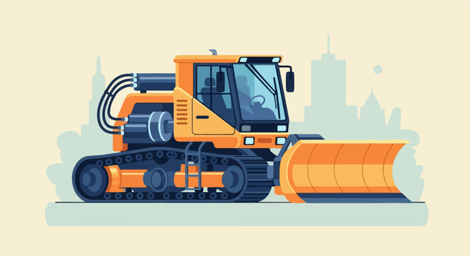 A pixel art illustration of a heavy-duty snowcat vehicle