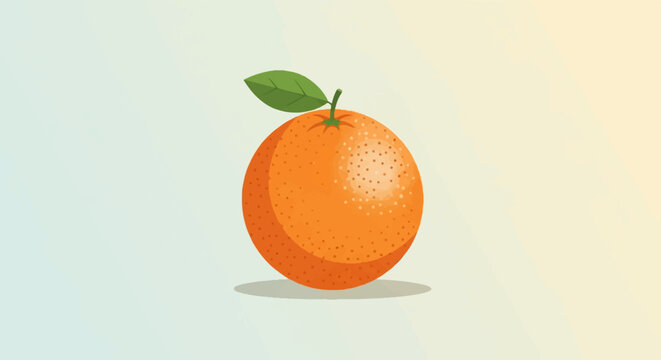 A single, vibrantly colored orange with a green leaf and stem