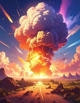 Apocalyptic Landscape - A Nuclear Explosion on the Horizon.