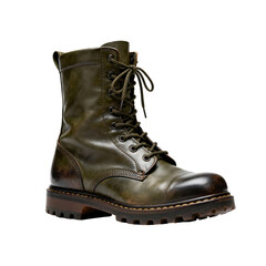 Pair of black leather boots isolated on white background