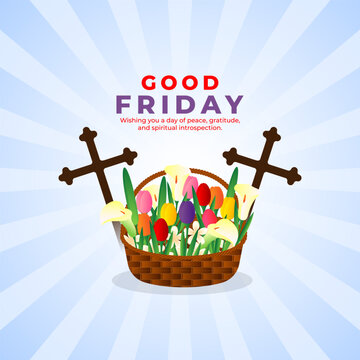 Vector illustration of Happy Good Friday social media template