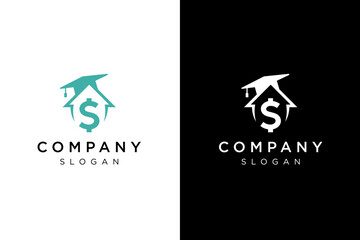 design logo house, dollar with school