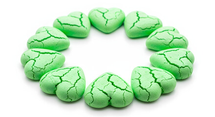 Green Brain-Shaped Beads Forming Circle on White Background