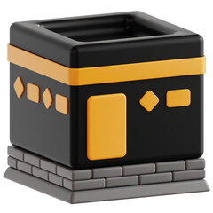 3D Kaaba Icon Holy Site Mecca Islamic Pilgrimage Symbol