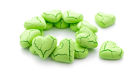 Green Hearts on White Background
