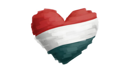 Hungarian flag heart shape watercolor illustration for love or patriotism concept Isolated on transparent background