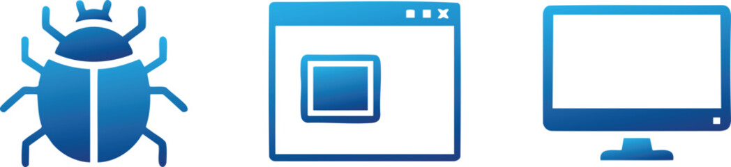 Software Bug Window Desktop Testing Icon Set