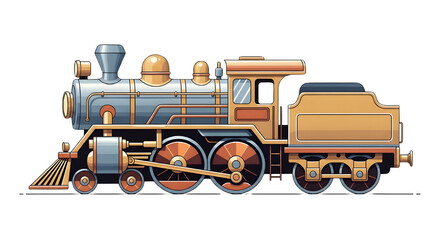 Vintage steam locomotive train isolated on transparent background