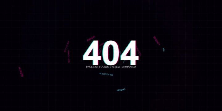 Error page displayed on dark screen with neon lights reflection