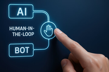 Human in loop process integrates ai and robotics for business automation and rpa transformation enhancing efficiency and control in operations