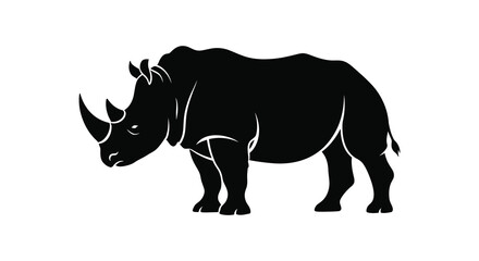 Obraz premium A striking black rhinoceros silhouette stands prominently displayed perfect for diverse design projects on transparent background high quality professional detailed modern