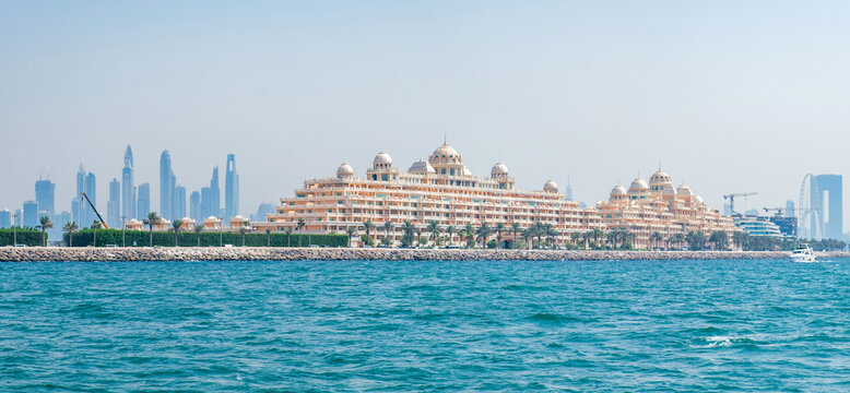 Dubai, UAE &ndash; october 06, 2025: panorama of Kempinski Hotel Residences Palm Jumeirah  from sea