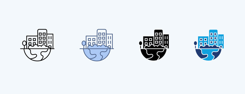 Land Development Multiple Icon Illustration Vector