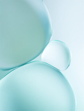 ミントグリーンとペールブルーの爽やかな水滴・オーブのテクスチャ