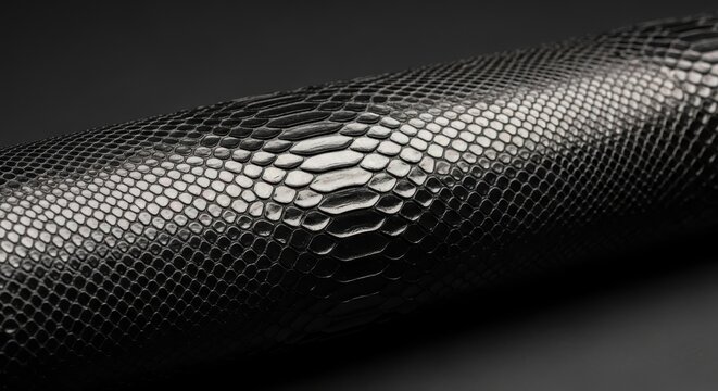 Close-up of a Black Snake Skin Texture.