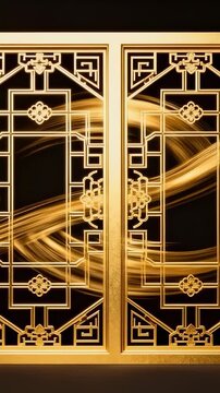 Vertical video: Sweeping gold ribbons starting right, crossing double panel grille for metal sheen