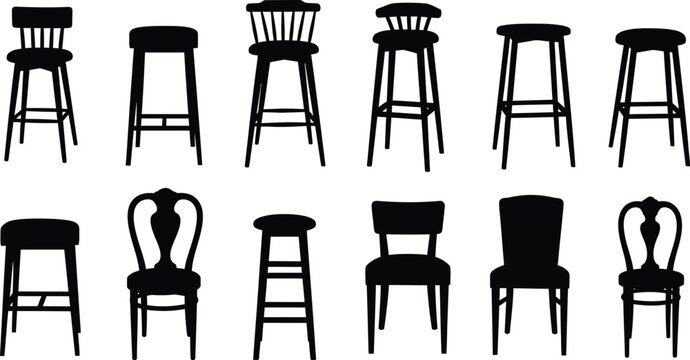 Variety of bar stools and chairs in different styles and designs