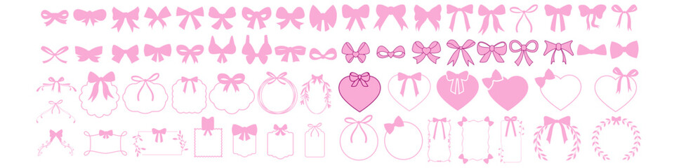 Obraz premium Ribbon Bow vector icon set. Coquette Bows Illustration sign collection. Pink Hair Bow symbol. Bow logo.