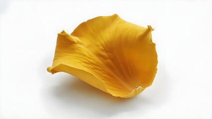 Naklejka premium A single yellow flower petal isolated on a clean white background, symbolizing freshness, warmth, and simplicity 🌼