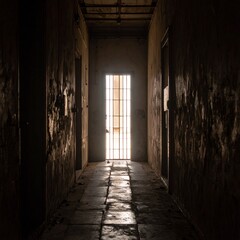 Flur mit schmalem Lichtstreifen