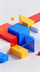 Obraz premium Vibrant geometric abstraction: A dynamic interplay of shapes and colors against a neutral backdrop