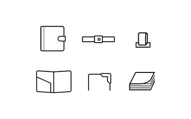 Obraz premium Collection of simple line art icons representing everyday objects and accessories
