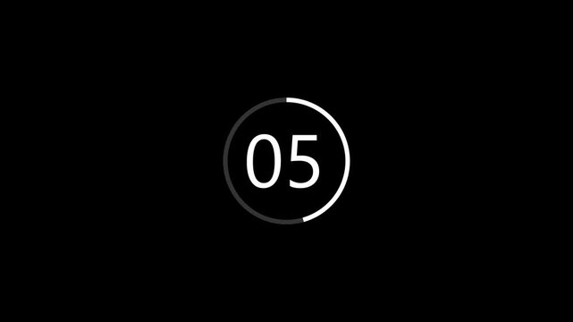 Ten seconds counter, 1 to 10 sec countup timer animation, 10 sec countup timer animation on black background.