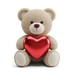 Fluffy teddy bear holding a large red heart