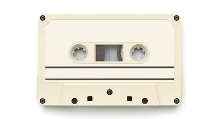 Obraz premium Retro Analog Audio Cassette Tape Top View Isolated on White