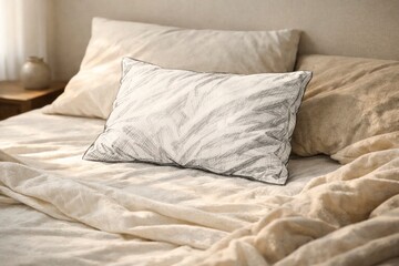 Pencil Sketch Pillow on a Real Bed