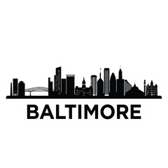 Fototapeta premium Baltimore skyline silhouette with prominent city name typography below