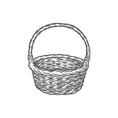 Obraz premium Vintage Hand-Drawn Wicker Basket Illustration