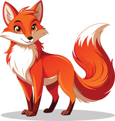 Obraz premium Cute red fox with fiery tail vector illustration flat design