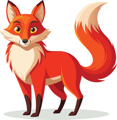 Obraz premium Cute red fox standing confident vector illustration flat design animal art