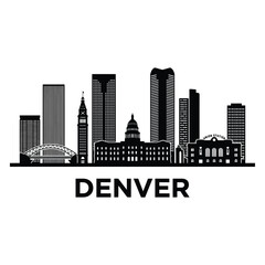 Fototapeta premium A black and white skyline silhouette of denver colorado