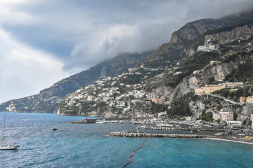 Obraz premium Italy. Amalfi. Tyrrhenian Sea coast, mountains. Summer