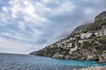 Fototapeta premium Italy. Amalfi. Tyrrhenian Sea coast, mountains. Summer