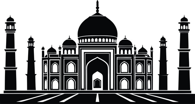 Majestic taj mahal with intricate details and symmetrical architecture