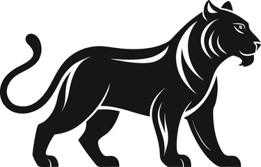 Obraz premium Black silhouette of a majestic tiger standing on all fours