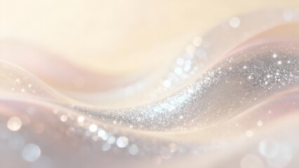 Cream beige and silver abstract glowing wave background: delicate glitter grain gradient