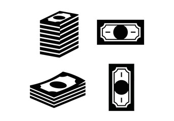 cash and paper money icon set