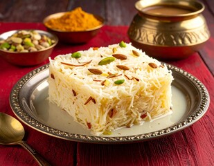 Plate of traditional vermicelli sweet dish (sheer khurma)