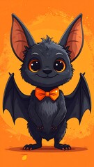 Adorable Halloween Bat with Bow Tie - A Spooky Season Delight.